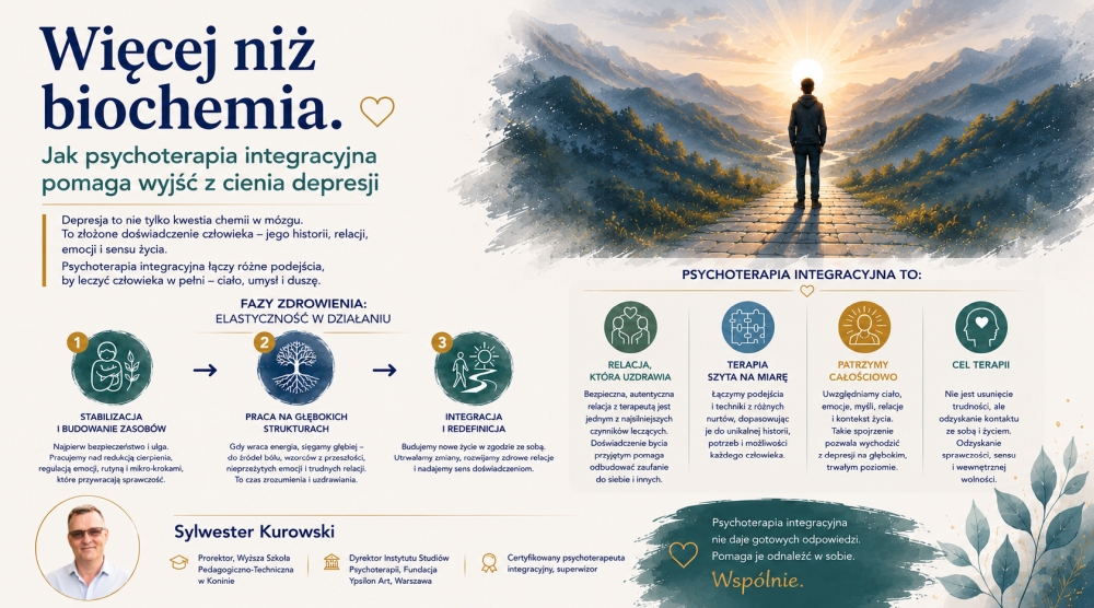Więcej niż biochemia. Jak psychoterapia integracyjna pomaga wyjść z cienia depresji - Sylwester Kurowski